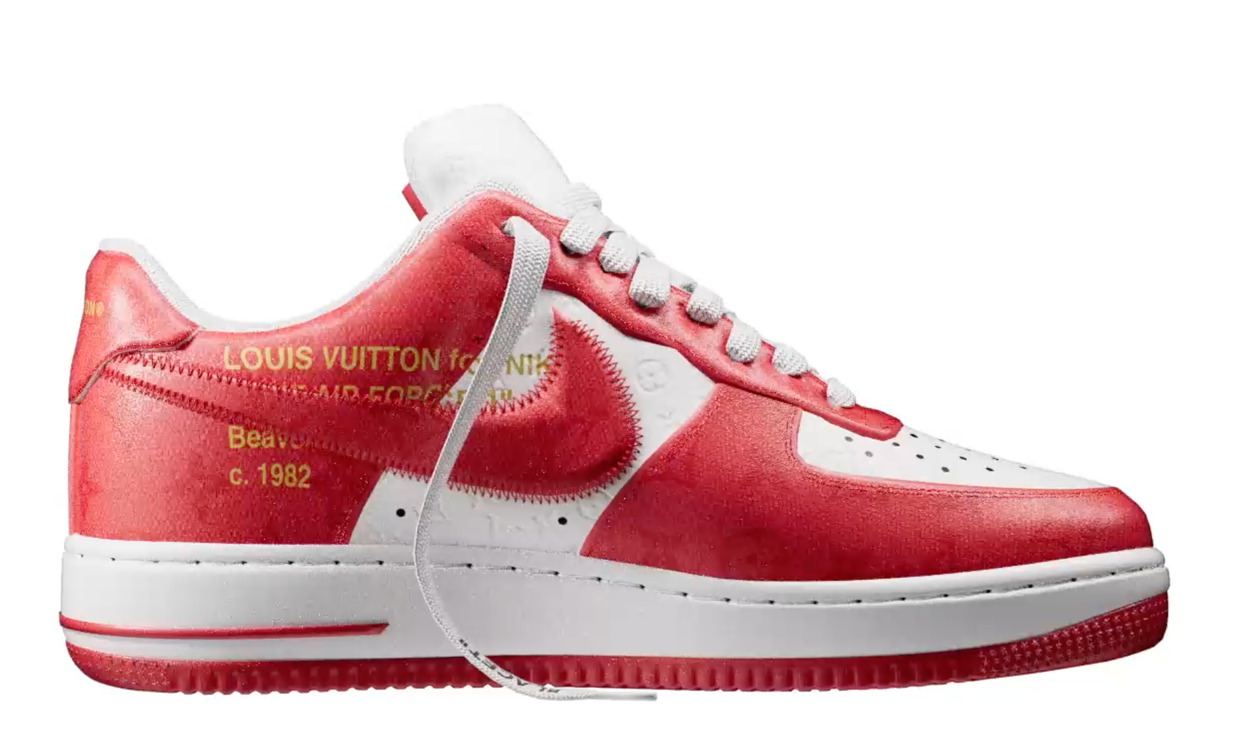 LOUIS VUITTON NIKE AIR FORCE 1 LOW WHITE RED